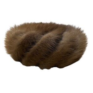 Patrice Womens Brown Mink Fur Beret Hat Classic Vintage Specialty Small Size